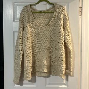 Free People Crashing Waves Oversized Knit
Sweater Cream Size Large